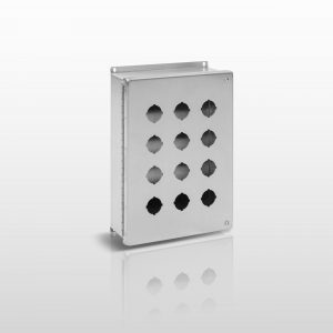 NEMA Pushbutton, 12 (304 STAINLESS STEEL) JIC 30MM PUSHBUTTON STANDARD DEPTH ENCLOSURE WITH HINGED COVER - SERIES JHS12SSPB30